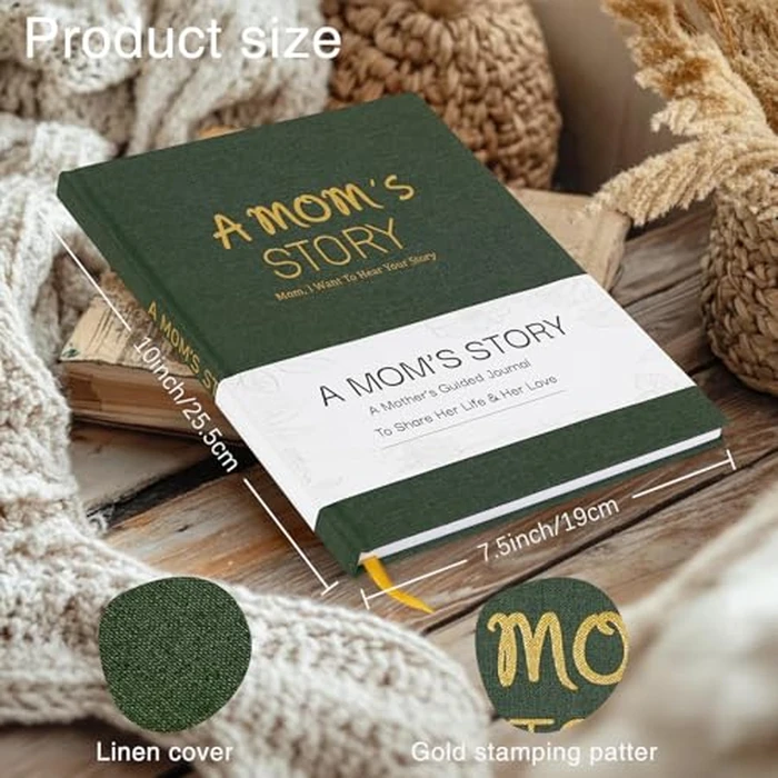 Artmag Mom's Life Story Journal Family Keepsake Book Linen Hardcover for Mom to Share Her Memories, with 250+ Prompt Questions Book Gift for Birthday Mother's Day Christmas (Dark Green) by Artmag - Image 2