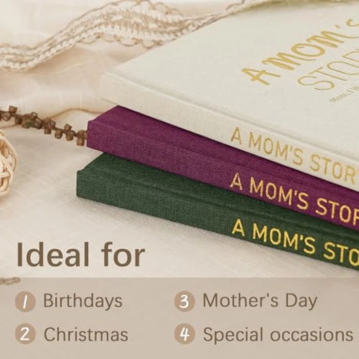 Artmag Mom's Life Story Journal Family Keepsake Book Linen Hardcover for Mom to Share Her Memories, with 250+ Prompt Questions Book Gift for Birthday Mother's Day Christmas (Dark Green) by Artmag - Image 4