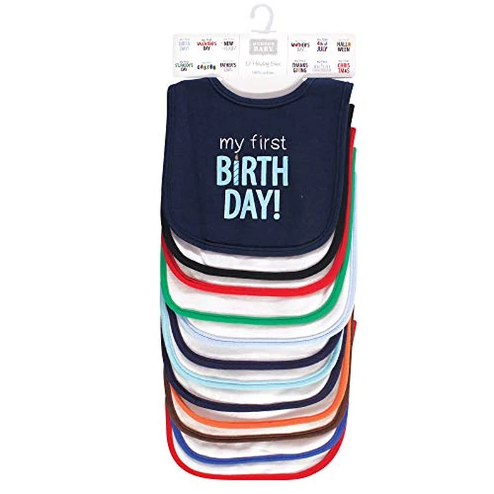 Hudson Baby Unisex Baby Cotton Bibs, Holiday Bold Boy, One Size by Hudson Baby - Image 2