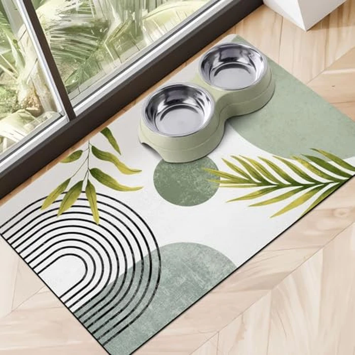 Dog Food Mats for Floors, Absorbent Dog Bowl Mat for Food and Water Dispenser, Quick Dry Cat Food Mat Pet Supplies by Cuslnox - Image 1
