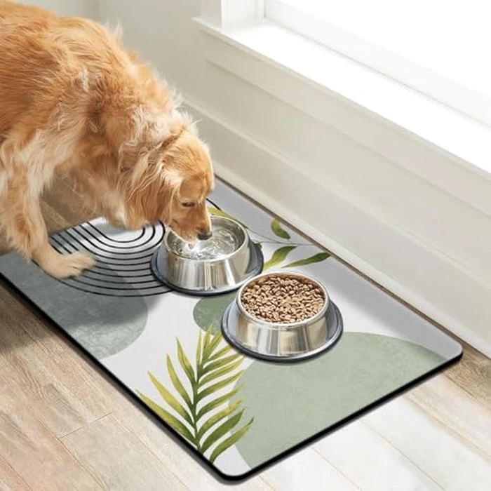 Dog Food Mats for Floors, Absorbent Dog Bowl Mat for Food and Water Dispenser, Quick Dry Cat Food Mat Pet Supplies by Cuslnox - Image 2