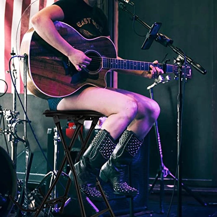 EASTROCK Portable Guitar Stool with Guitar Stand - Folding Guitar Chair with Cushioned Seat and Rubber Feet - Guitar Stools for Adults for Home Studio, Rehearsal Room, Performance Stage, Teaching by EASTROCK - Image 6