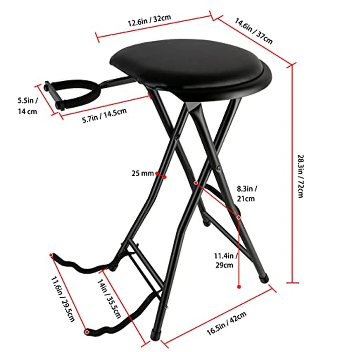 EASTROCK Portable Guitar Stool with Guitar Stand - Folding Guitar Chair with Cushioned Seat and Rubber Feet - Guitar Stools for Adults for Home Studio, Rehearsal Room, Performance Stage, Teaching by EASTROCK - Image 7
