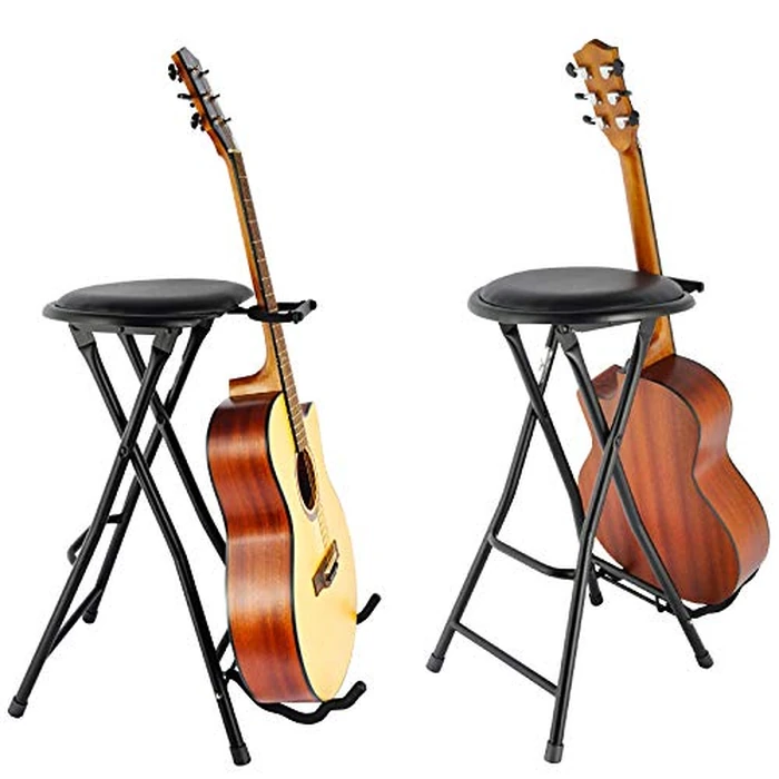 EASTROCK Portable Guitar Stool with Guitar Stand - Folding Guitar Chair with Cushioned Seat and Rubber Feet - Guitar Stools for Adults for Home Studio, Rehearsal Room, Performance Stage, Teaching by EASTROCK - Image 9