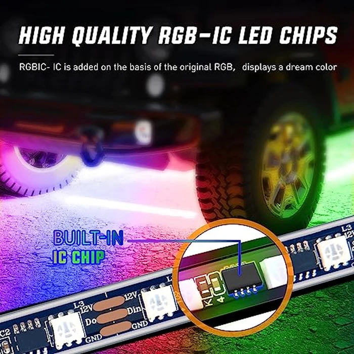 Nilight 6Pcs Car Underglow Neon Accent Strip Lights 300 LEDs Multi Color RGB-IC DIY Sound Active Function Music Mode with APP Control and Remote Control Underbody Light Strip by Nilight - Image 2