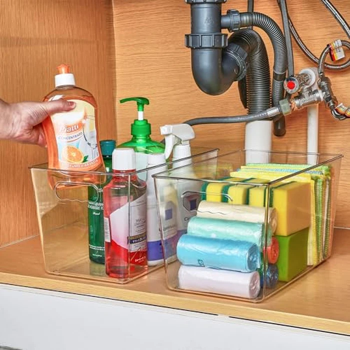 Vtopmart 6 PCS Clear Plastic Storage Bins, Pantry Organizer Containers with Handle for Refrigerator, Fridge, Cabinet, Kitchen, Countertops, Cupboard, Home Organization and Storage, XL by Vtopmart - Image 7