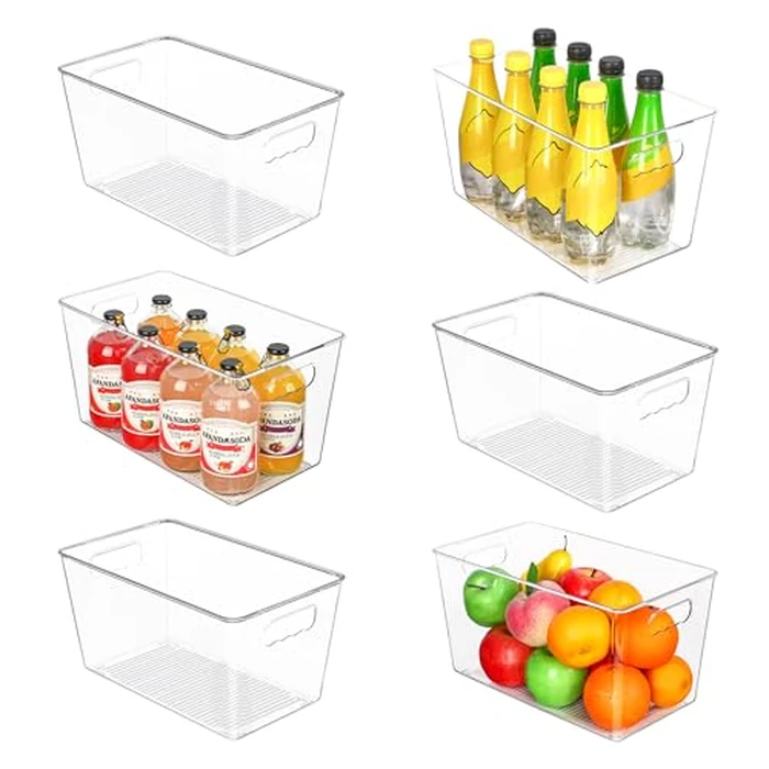 Vtopmart 6 PCS Clear Plastic Storage Bins, Pantry Organizer Containers with Handle for Refrigerator, Fridge, Cabinet, Kitchen, Countertops, Cupboard, Home Organization and Storage, XL by Vtopmart - Image 8