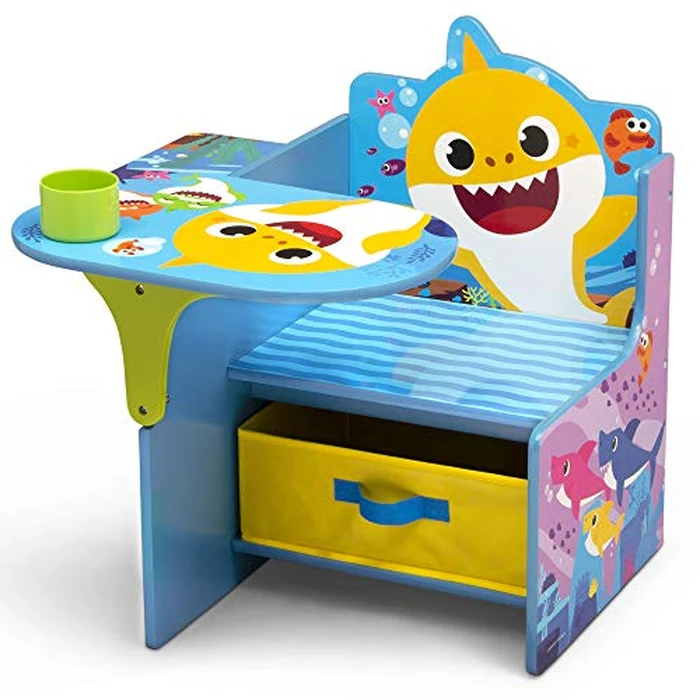 Baby Shark Chair Desk with Storage Bin - Ideal for Arts & Crafts, Snack Time, Homeschooling, Homework & More by Delta Children by Delta Children - Used - Very Good condition - US$36.39