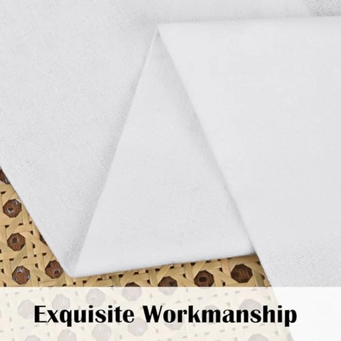 FRAMICS Farmhouse Valance Curtains, Boho Cotton Linen Kitchen Valance, Rustic Button Window Valances for Kitchen, Country Rod Pocket Valances for Windows Bathroom, White and Linen, 52 x 18 Inch by FRAMICS - Image 6