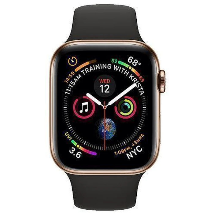 Apple Watch Series 4 (Cellular + GPS) - 16GB - 44mm - Gold Aluminum Case with Black Rubber Sport Band by Apple - Refurbished - Excellent condition