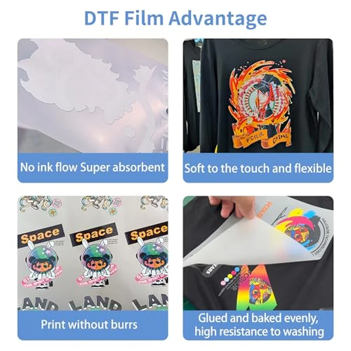 DTF Transfer Film Roll 13" x 328ft,Double Sided Matte Clear PreTreat PET Heat Transfer Paper, Cold and Hot Peel, Direct to Film for T-Shirts Textile by imtfzct - Image 5