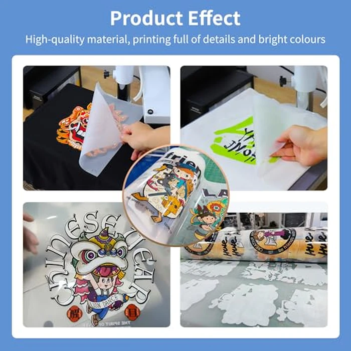 DTF Transfer Film Roll 13" x 328ft,Double Sided Matte Clear PreTreat PET Heat Transfer Paper, Cold and Hot Peel, Direct to Film for T-Shirts Textile by imtfzct - Image 6