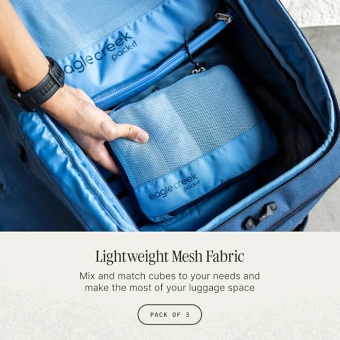 Eagle Creek Pack-It Reveal Cube Set - Packing Cubes for Compartmentalizing Luggage - Durable - Ultra-Lightweight - Water-Resistant - Easy Grab Zipper Pull - Mesh Windows - Blue Dawn - XS/S/M by Eagle Creek - Image 3