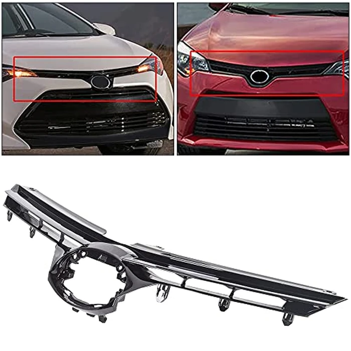 ECOTRIC Front Bumper Upper Hood Grille Compatible with 2017-2019 Toyota Corolla Base CE LE L XLE Sedan 4-door Black Replacement For 5311102B00 by ECOTRIC - Used - Very Good condition - US$36.11