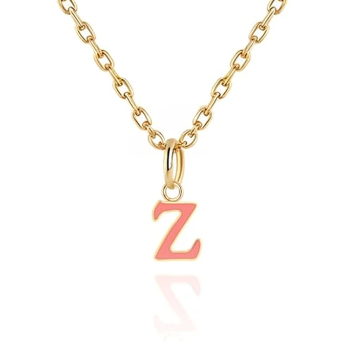 Initial Necklaces for Women, 14K Gold Plated A-Z Letter Necklace with Color Enamel, 18"-20" Adjustable Chain - ValentinesDay Gifts for Her, Stocking Stuffers, Anniversary, Birthday Gifts for Women (Z) by ZUKNC - Used - Like New condition