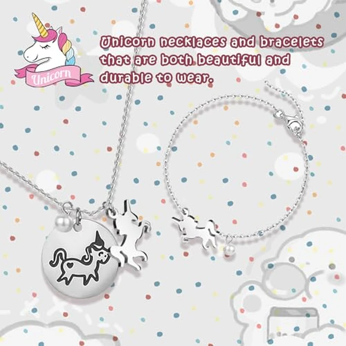 efubaby Large Jewelry Box for Girls 5-Layer Music Box with Swing Door Spinning Ballerina Unicorn Necklace & Bracelet Set Children Jewelry Organizer for Girls Kids Birthday Christmas Gift White by efubaby - Image 4