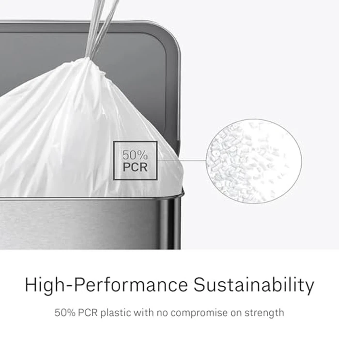 simplehuman Code F 100 Count, Dispenser Pack Custom Fit Liners, Drawstring Trash Bags, 25-30L / 6.6-9 Gallons, White by simplehuman - Image 4
