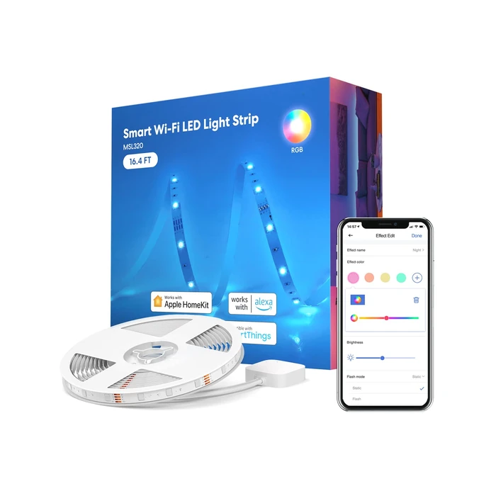 meross Smart LED Strip Lights, 16.4ft RGB WiFi LED Strip Compatible with Apple HomeKit, Alexa, Google Home and SmartThings, Warm and Cool White by meross - Used - Like New condition