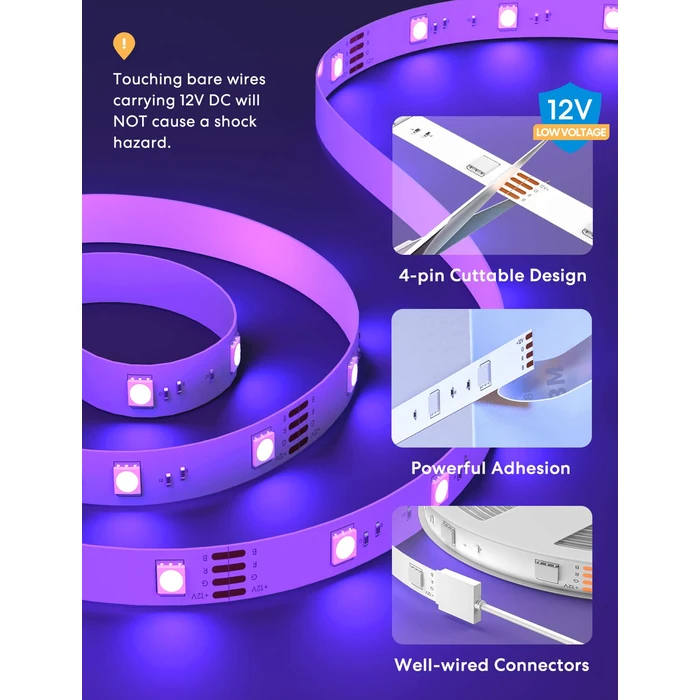 meross Smart LED Strip Lights, 16.4ft RGB WiFi LED Strip Compatible with Apple HomeKit, Alexa, Google Home and SmartThings, Warm and Cool White by meross - Image 6