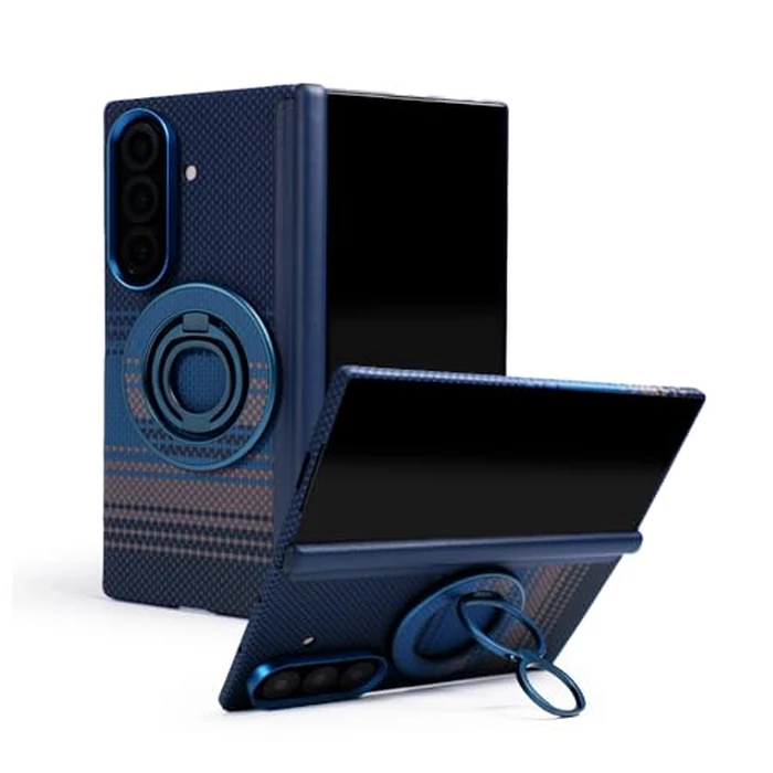 ZERUK Galaxy Z Fold 7 Case Compatible with MagSafe, Ultra-Slim 1500D Aramid Fiber Woven Case with Magnetic Grip Stand, Slim Fit Thin Cover (Titan Blue(Hinge Protection)) by ZERUK - Used - Acceptable condition - US$55.29