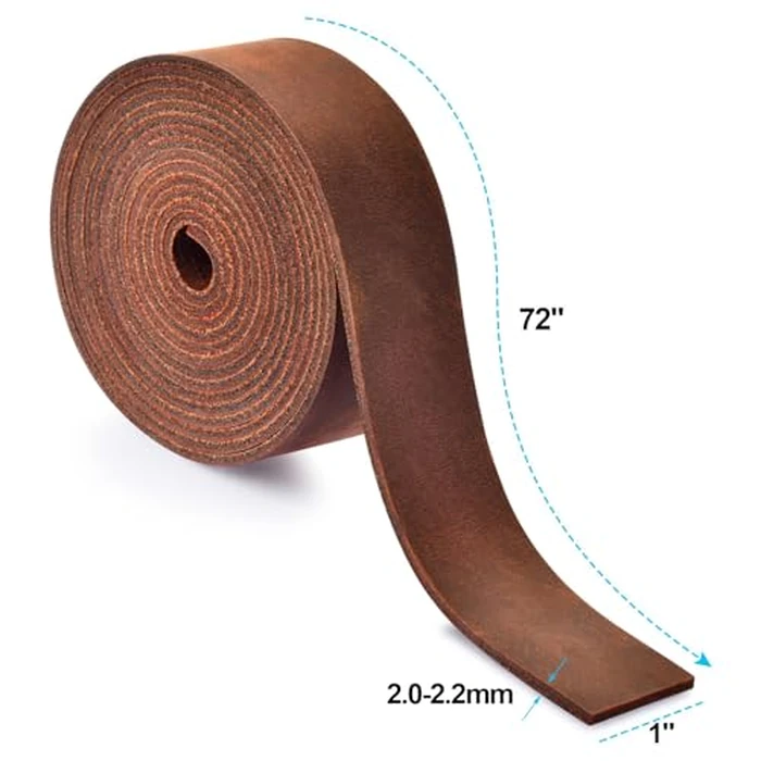 Leather Strap 1 Inches Wide Flat Leather Straps for Crafts, Full Grain Oil Tan Leather Strips for Crafts, Tooling, Belt, Garden Tools (2mm Thick 72 Inches Long Dark Brown) by TeeLiy - Image 4