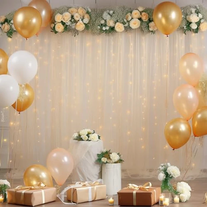 10x10 Champagne Tulle Backdrop Curtains for Parties, Sheer Backdrop Curtain Wedding Photo Background Drapes for Baby Shower Photography Birthday Party by Wish Care - Image 3