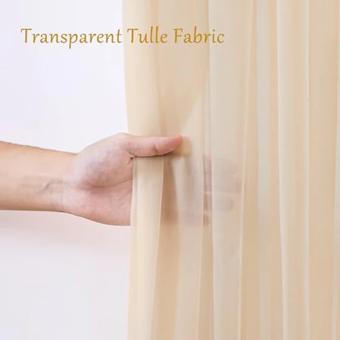 10x10 Champagne Tulle Backdrop Curtains for Parties, Sheer Backdrop Curtain Wedding Photo Background Drapes for Baby Shower Photography Birthday Party by Wish Care - Image 4
