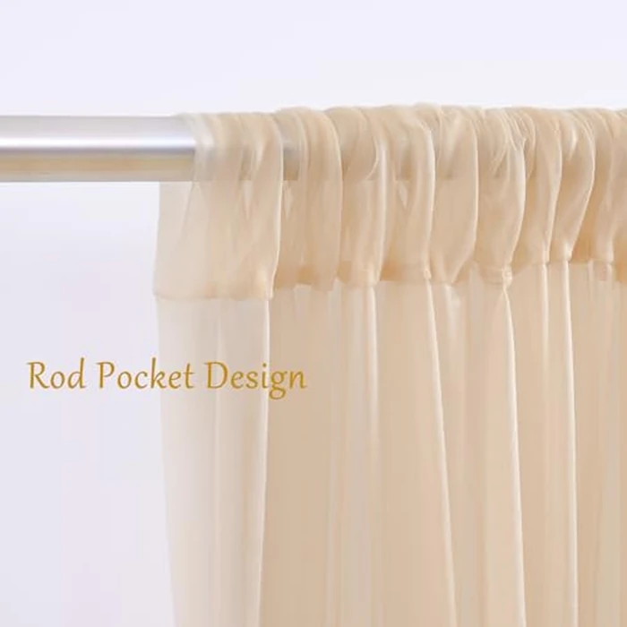 10x10 Champagne Tulle Backdrop Curtains for Parties, Sheer Backdrop Curtain Wedding Photo Background Drapes for Baby Shower Photography Birthday Party by Wish Care - Image 5