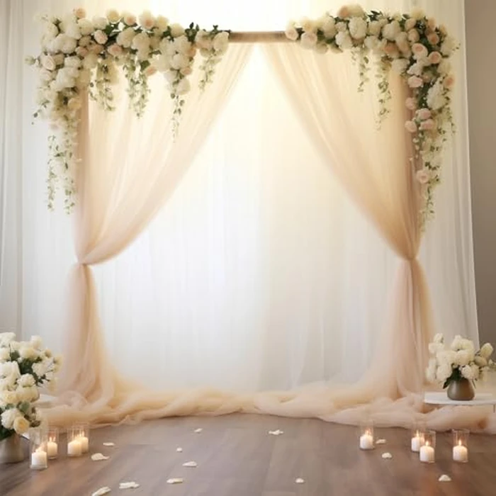 10x10 Champagne Tulle Backdrop Curtains for Parties, Sheer Backdrop Curtain Wedding Photo Background Drapes for Baby Shower Photography Birthday Party by Wish Care - Image 6