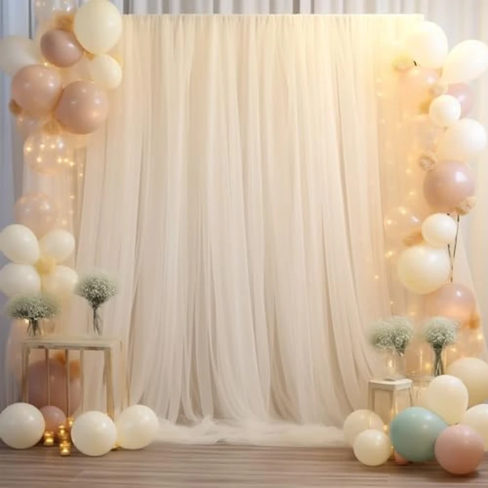 10x10 Champagne Tulle Backdrop Curtains for Parties, Sheer Backdrop Curtain Wedding Photo Background Drapes for Baby Shower Photography Birthday Party by Wish Care - Image 8