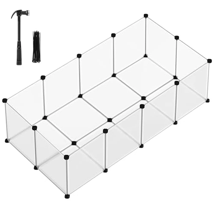 SONGMICS Pet Playpen with Floor, Small Animal Pen, Pet Fence Indoor, 56.3 x 28.7 x 18.1 Inches, White ULPC02W by SONGMICS - Used - Very Good condition - CA$47.70