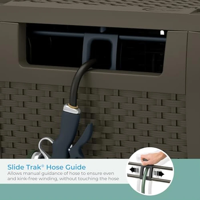 Suncast 175 ft. Wicker Style Resin Hose Hideaway with Hose Guide, Java, Mocha Brown by Suncast - Image 3