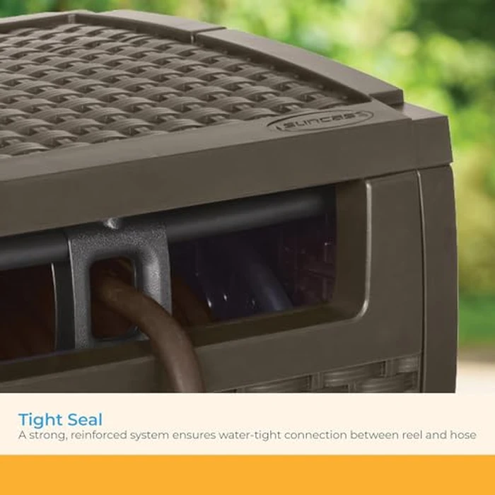 Suncast 175 ft. Wicker Style Resin Hose Hideaway with Hose Guide, Java, Mocha Brown by Suncast - Image 5