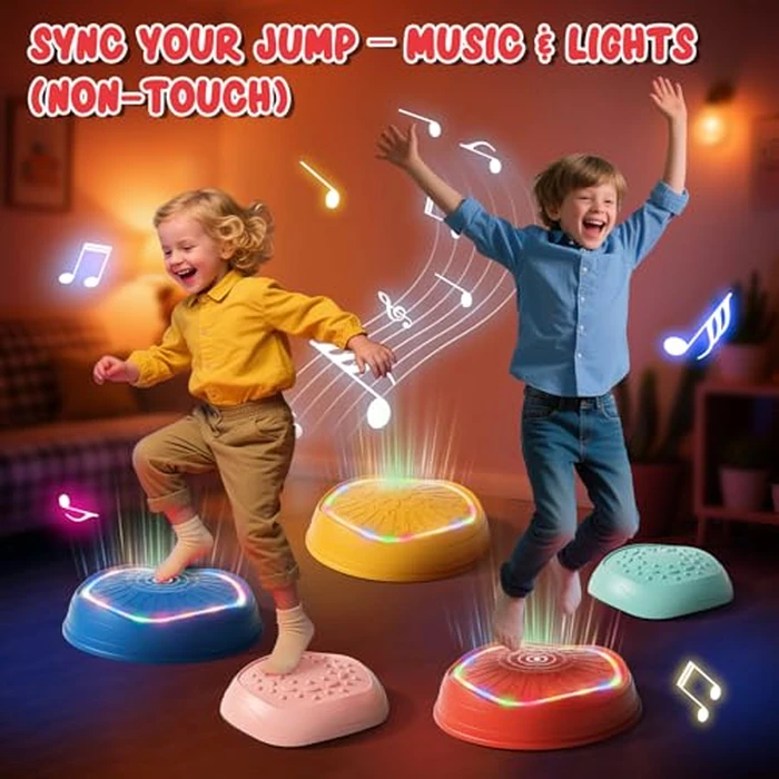 Lehoo Castle Light up & Music Stepping Stones Kids, Non-Slip Balance Stones, Outdoor Toys for Toddlers, Obstacle Course for Kids by Lehoo Castle - Image 2