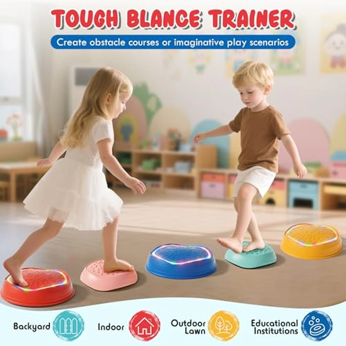 Lehoo Castle Light up & Music Stepping Stones Kids, Non-Slip Balance Stones, Outdoor Toys for Toddlers, Obstacle Course for Kids by Lehoo Castle - Image 6