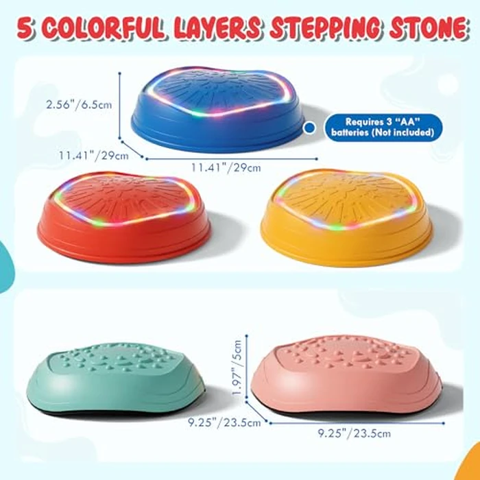 Lehoo Castle Light up & Music Stepping Stones Kids, Non-Slip Balance Stones, Outdoor Toys for Toddlers, Obstacle Course for Kids by Lehoo Castle - Image 7
