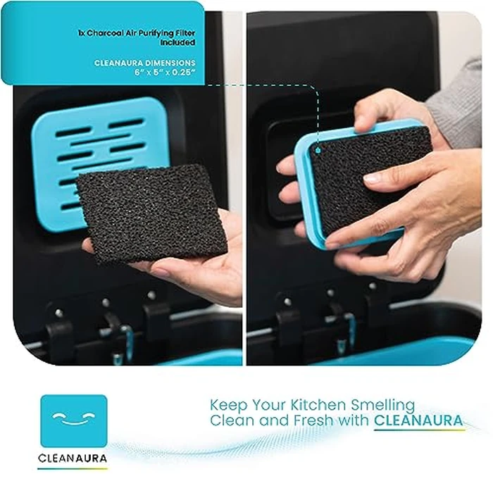 Home Zone Living 19 Gallon Kitchen Trash Can with Dual Compartments for Recycling, CleanAura Odor Control, Stainless Steel, Silver, 70 Liters Total by Home Zone Living - Image 2