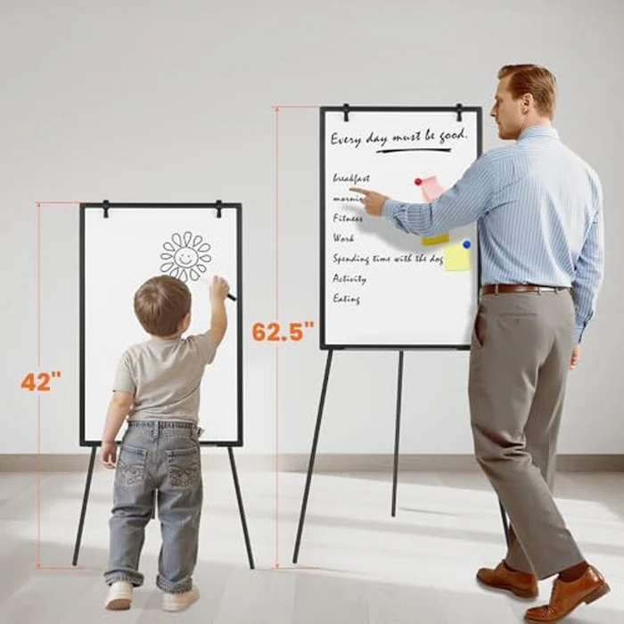 Sweetcrispy Whiteboard Easel 36 x 24 Inches, Magnetic Dry Erase White Board, Portable Boards Height Adjustable, Dry Erase Board with Stand for School, Office and Home, Silver Aluminium Frame, Black by Sweetcrispy - Image 4