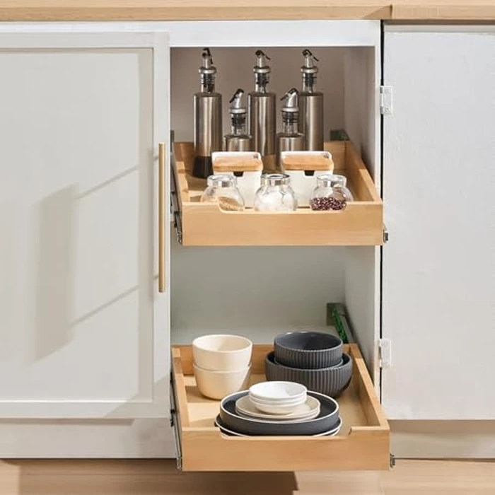 VEVOR Pull Out Cabinet Organizer, 14"W x 21"D Cabinet Drawer, Soft Close Slide out Shelf, Heavy-Duty Sliding Wood Drawer, Bottom Mount Size（14.5"W x 23"D）and Side Mount Size（15"W x 23"D） by VEVOR - Image 8