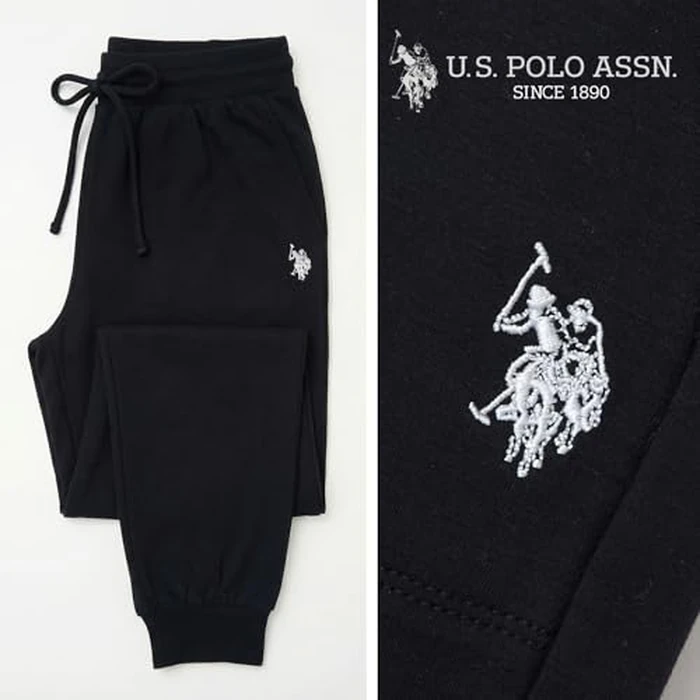 U.S. Polo Assn. Sweatpants for Women Soft Fleece-Backed Jersey Knit, Plus Size Joggers with Pockets (Black, 2X) by U.S. POLO ASSN. - Used - Like New condition - US$19.28