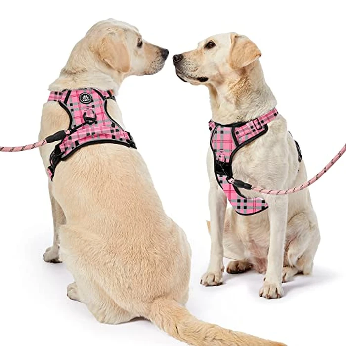 NESTROAD No Pull Dog Harness with Leash, Reflective No Choke Pet Vest Harness,Adjustable Soft Padded Dog Harness with Easy Control Handle for Large Dogs(Checkered Pink,X-Large) by NESTROAD - Image 7