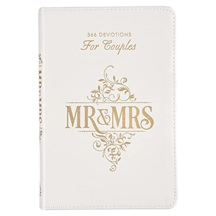 Mr. and Mrs. 366 Devotions for Couples - White Faux Leather Devotional Gift Book for Bride and Groom, Engaged by Christian Art Gifts - Used - Good condition - US$6.48