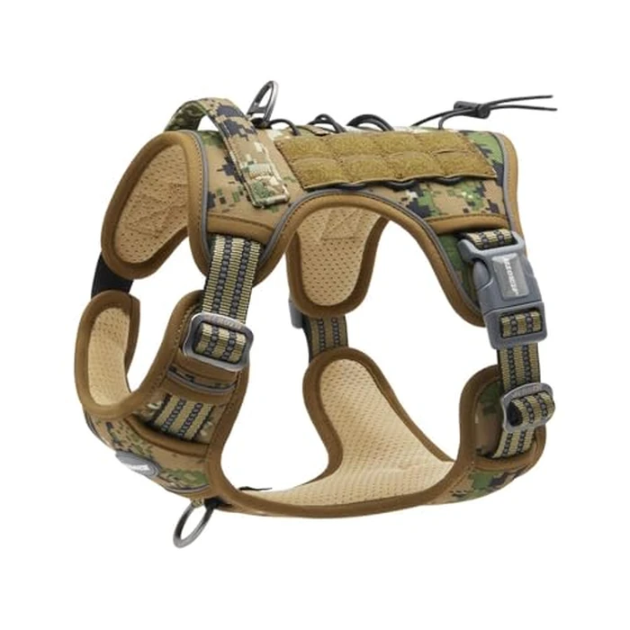 AUROTH Tactical Dog Harness for Small Medium Dogs No Pull Adjustable Pet Harness Reflective K9 Working Training Easy Control Pet Vest Military Service Dog Harnesses Woodland Camo M by AUROTH - Used - Like New condition