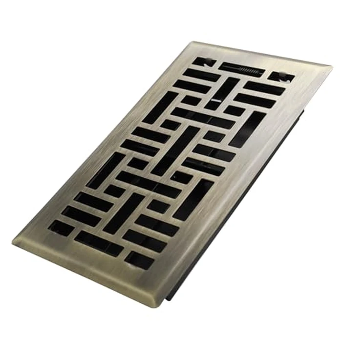 Howeall 4x8 Inches Heavy Duty Walkable Floor Register Easy Adjust Air Supply Lever Floor Vents - Seattle Design - Vent Cover for Home Floor - Antique Brass by Howeall - Used - Very Good condition