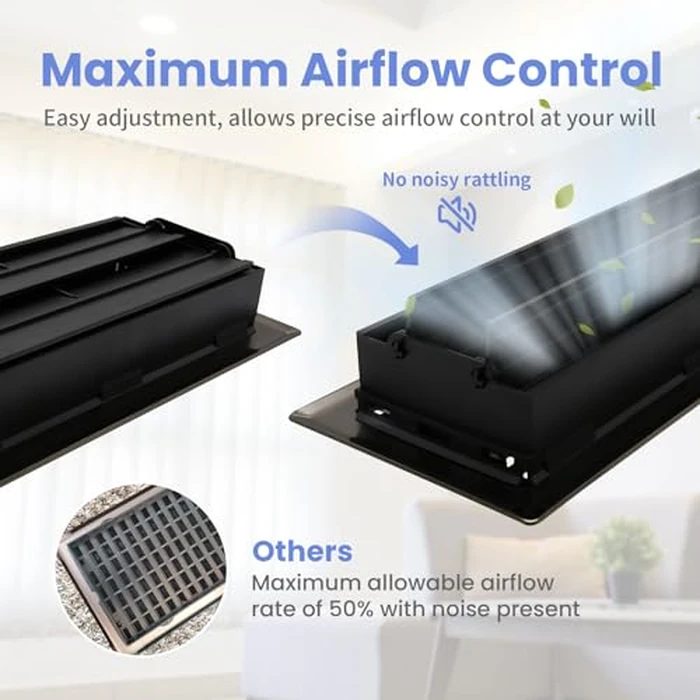 Howeall 4x8 Inches Heavy Duty Walkable Floor Register Easy Adjust Air Supply Lever Floor Vents - Seattle Design - Vent Cover for Home Floor - Antique Brass by Howeall - Image 4