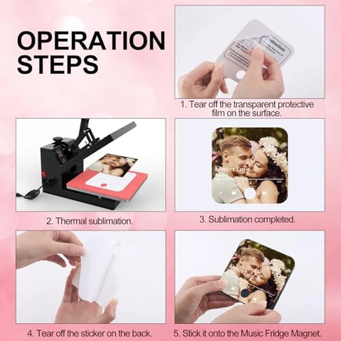 Sublimation Music Fridge Magnet Blank-Personalized Music Fridge Magnets,Print Any Photo You Like,Home Decor Gifts Can Play Music for Couples and Music Lovers by Cevhzoe - Image 2