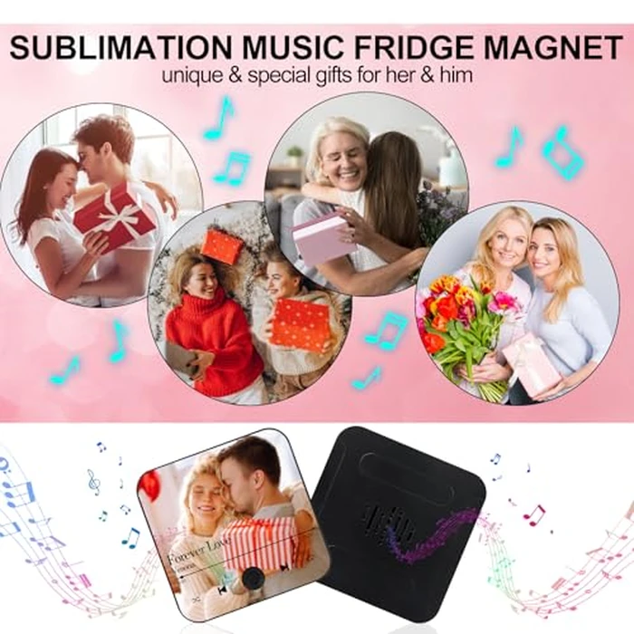 Sublimation Music Fridge Magnet Blank-Personalized Music Fridge Magnets,Print Any Photo You Like,Home Decor Gifts Can Play Music for Couples and Music Lovers by Cevhzoe - Image 7