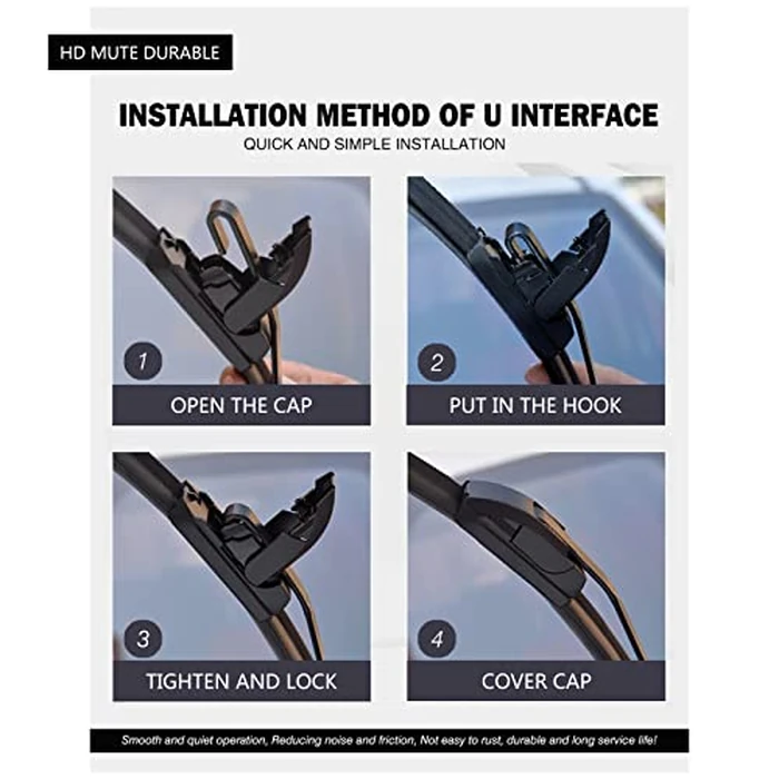 Replacement for Jeep Liberty 2008-2012 Silent Wipers -FAPIUO Front and Rear Windshield Wipers 19"+19"+14" Full Blade Set (3 Pack) U/J HOOK by FAPIUO - Image 3