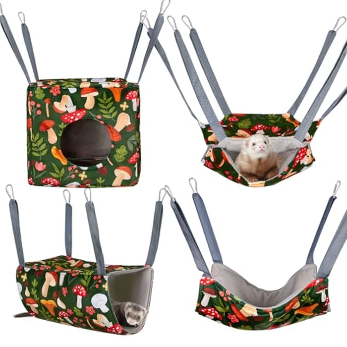 Glittme Ferret Hammock 4 Pack Ferrets Cage Accessories Washable Rat Hammock on Ferrets Cage Soft Guinea Pig hammocks for Rat, Sugar Glider, Squirrel, Guinea Pig by Glittme - Used - Like New condition