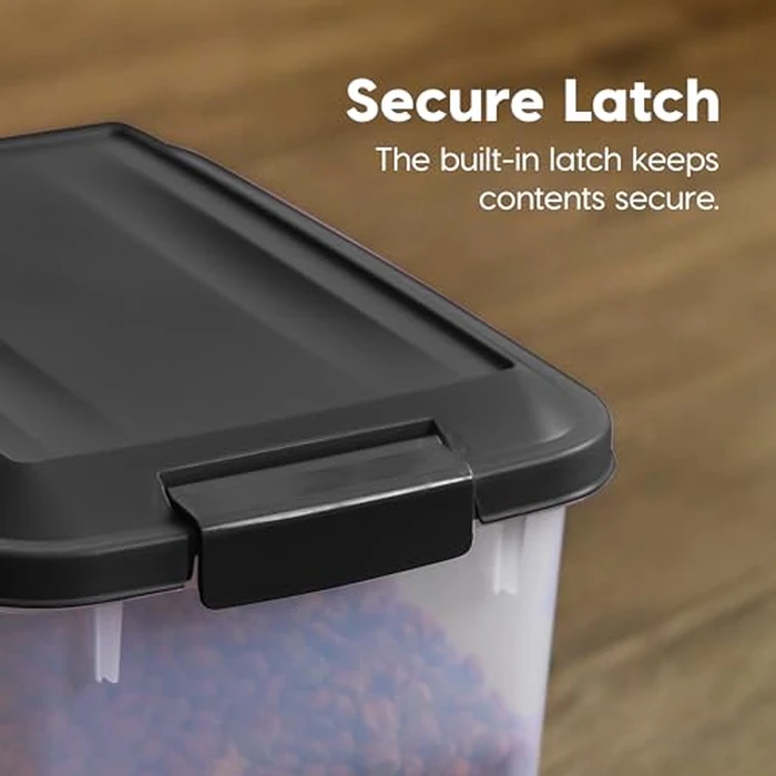 IRIS USA Dog Food Storage Container, 2 Pack, Up to 30 lbs Each, Airtight Seal for Freshness, Wheels for Rolling, Easy One Hand Opening, Made in USA, BPA Free, Clear/Black by IRIS USA - Image 7